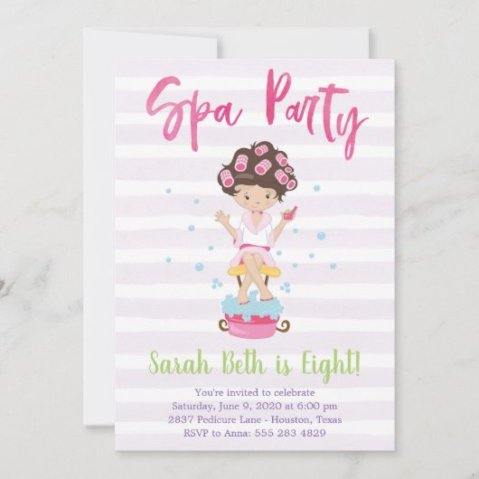 Uitnodiging van Spa Party Birthday (Voorkant)