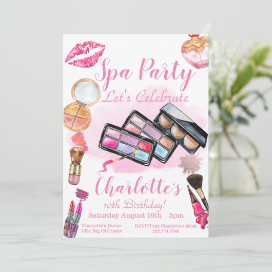 Uitnodiging van Spa Party, Uitnodiging van Editabl (Staand voorkant)