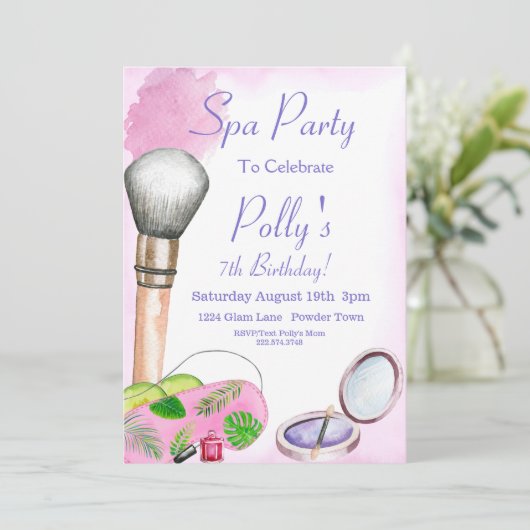 Uitnodiging van Spa Party, Uitnodiging van Editabl (Staand voorkant)