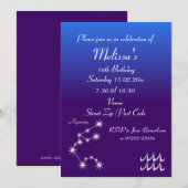 Uitnodiging van speciale aquarius Zodiac Party (Voorkant / Achterkant)