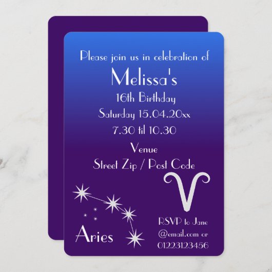 Uitnodiging van speciale Sagittarius Zodiac Party (Voorkant / Achterkant)
