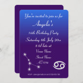 Uitnodiging van speciale Zodiac Cancer Galaxy Part (Voorkant / Achterkant)