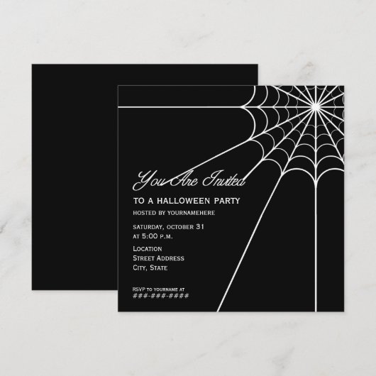 Uitnodiging van Spiderweb Halloween Party (Voorkant / Achterkant)