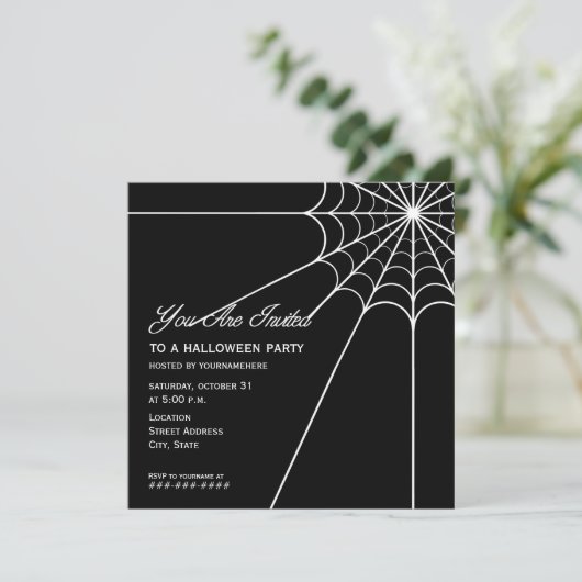 Uitnodiging van Spiderweb Halloween Party (Staand voorkant)