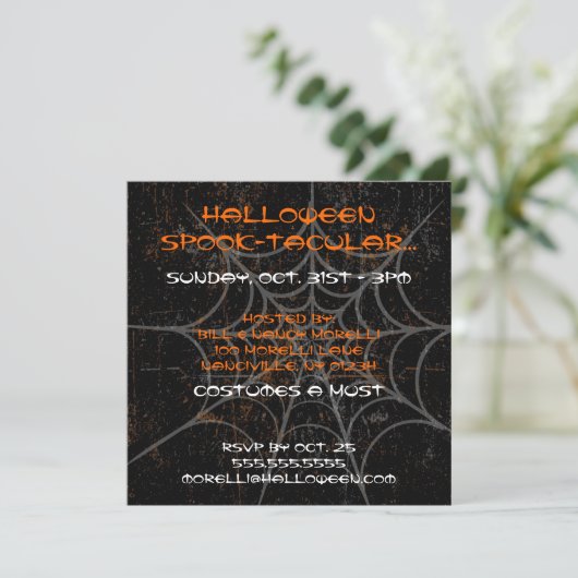 Uitnodiging van Spiderweb Halloween Party (Staand voorkant)