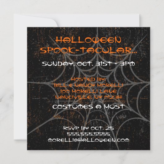 Uitnodiging van Spiderweb Halloween Party (Voorkant)