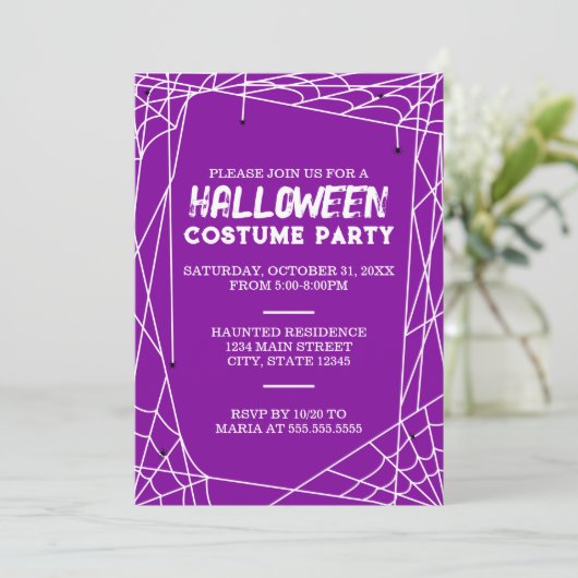 Uitnodiging van Spiderweb Halloween Party (Staand voorkant)