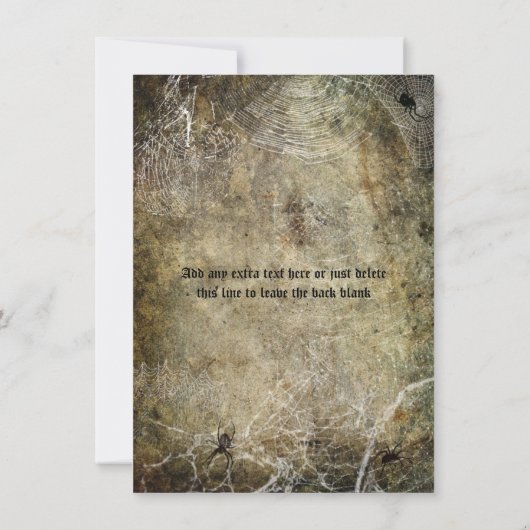 Uitnodiging van Spiers en Webs Halloween Party (Achterkant)