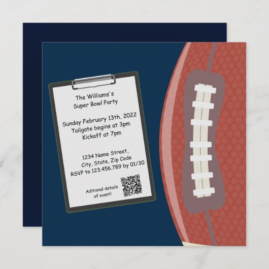 Uitnodiging van Superbowl (Voorkant / Achterkant)