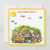 Uitnodiging van Teddy Bears voor Picnic (Achterkant)