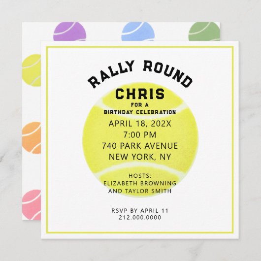 Uitnodiging van Tennis Party (Voorkant / Achterkant)