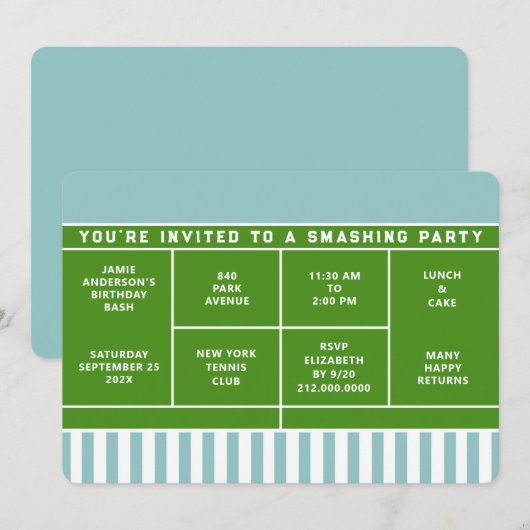 Uitnodiging van Tennis Party (Voorkant / Achterkant)