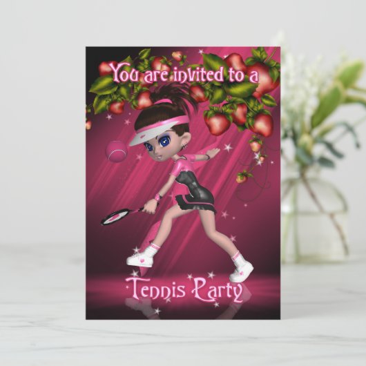 Uitnodiging van Tennis Party (Staand voorkant)