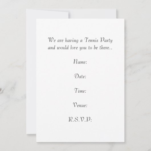 Uitnodiging van Tennis Party (Achterkant)