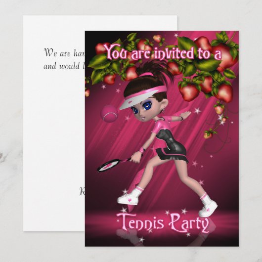 Uitnodiging van Tennis Party (Voorkant / Achterkant)