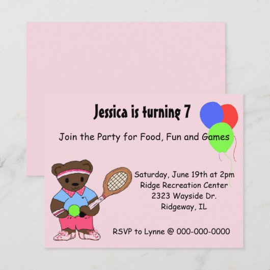 Uitnodiging van Tennis Party (Voorkant / Achterkant)