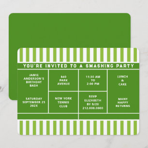 Uitnodiging van Tennis Party