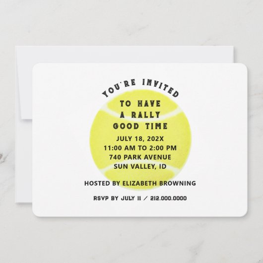 Uitnodiging van Tennis Party (Voorkant)