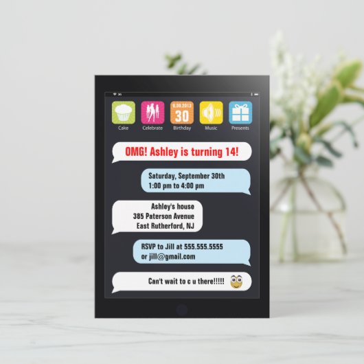 Uitnodiging van textielpartij (Staand voorkant)