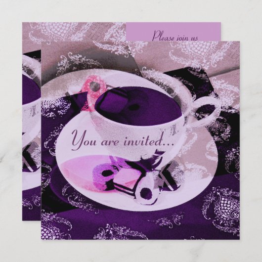 uitnodiging van theepartijtheer (Voorkant / Achterkant)