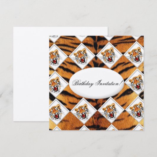 Uitnodiging van Tiger Birthday (Voorkant / Achterkant)