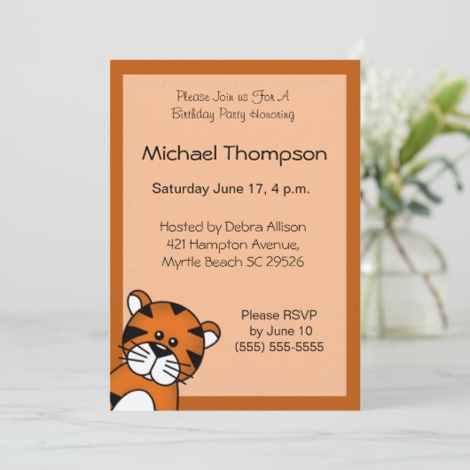 Uitnodiging van Tiger Birthday (Staand voorkant)