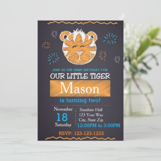 Uitnodiging van Tiger Birthday (Staand voorkant)