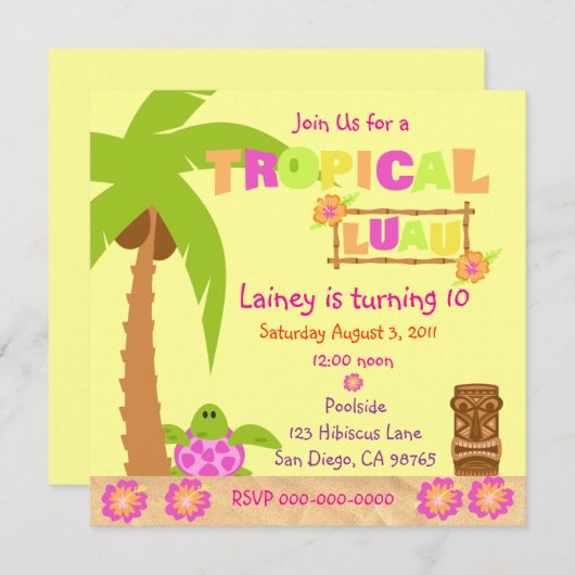 Uitnodiging van Tropical Luau (Voorkant / Achterkant)