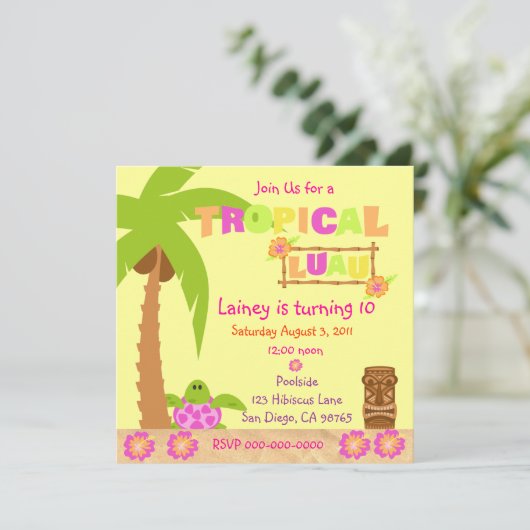 Uitnodiging van Tropical Luau (Staand voorkant)