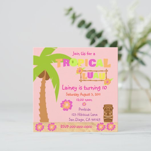 Uitnodiging van Tropical Luau (Staand voorkant)