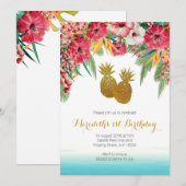 Uitnodiging van Tropical Summer Birthday (Voorkant / Achterkant)