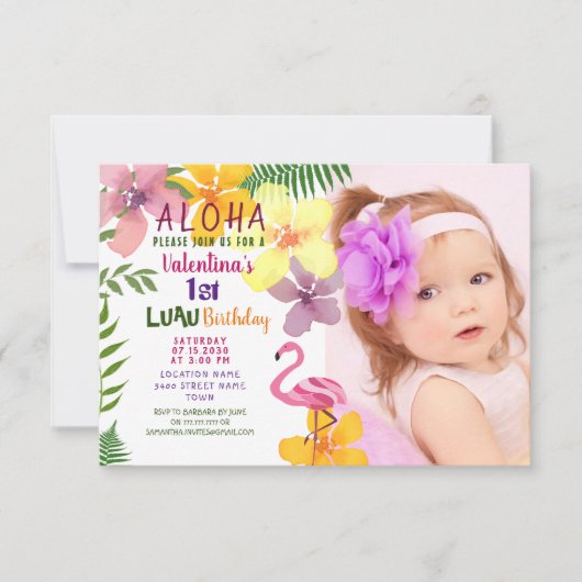 Uitnodiging van Tropical Summer Birthday (Voorkant)