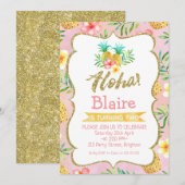 Uitnodiging van Tropische Aloha Birthday (Voorkant / Achterkant)