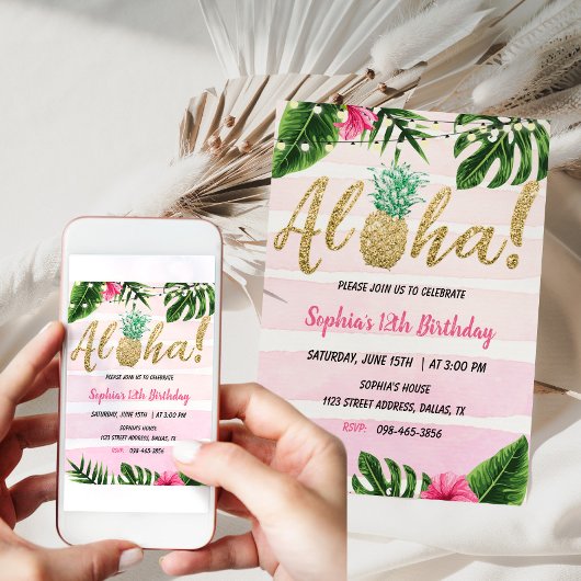 Uitnodiging van Tropische Aloha Birthday Hawaiian