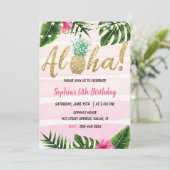 Uitnodiging van Tropische Aloha Birthday Hawaiian (Staand voorkant)