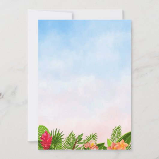 Uitnodiging van Tropische Aloha Parrots Birthday (Achterkant)