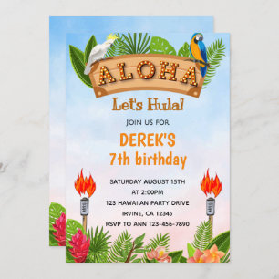 Uitnodiging van Tropische Aloha Parrots Birthday