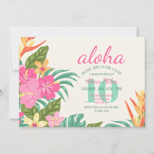 Uitnodiging van tropische bloemen (Voorkant)