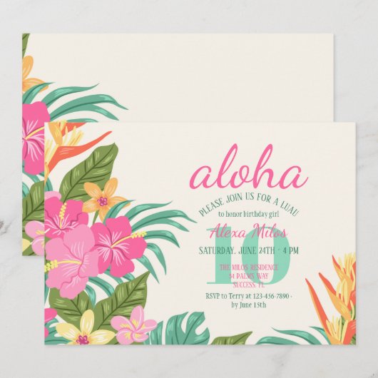 Uitnodiging van tropische bloemen (Voorkant / Achterkant)