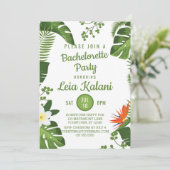 Uitnodiging van Tropische Palm Leaves Bachelorette (Staand voorkant)