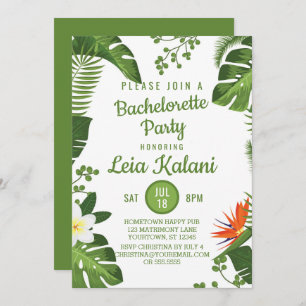 Uitnodiging van Tropische Palm Leaves Bachelorette