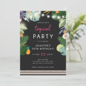 Uitnodiging van Tropische Partij Luau Aloha Pink B (Staand voorkant)