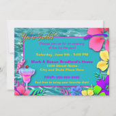 Uitnodiging van tropische partijen - water/bloemen (Achterkant)