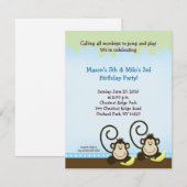 Uitnodiging van twee apen om de dag van de geboort (Voorkant / Achterkant)