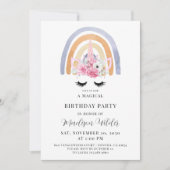 Uitnodiging van Unicorn en Rainbow Kind om de dag (Voorkant)