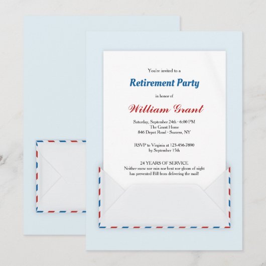 Uitnodiging van US Mail Retirement Party (Voorkant / Achterkant)