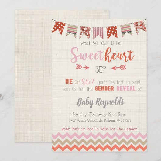 Uitnodiging van valentijn om Baby van mannen en vr (Voorkant / Achterkant)