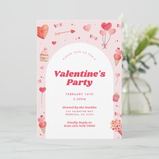 Uitnodiging van valentijnse partij (Staand voorkant)