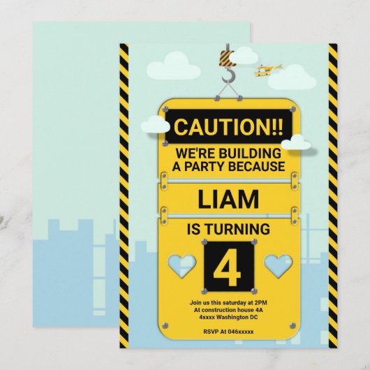 Uitnodiging van verjaardagsfeestjes, constructie (Voorkant / Achterkant)