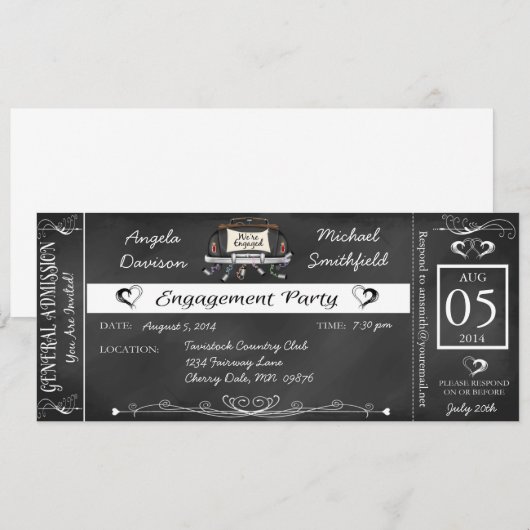 Uitnodiging van vervoersbewijzen van de partij Cha (Voorkant / Achterkant)